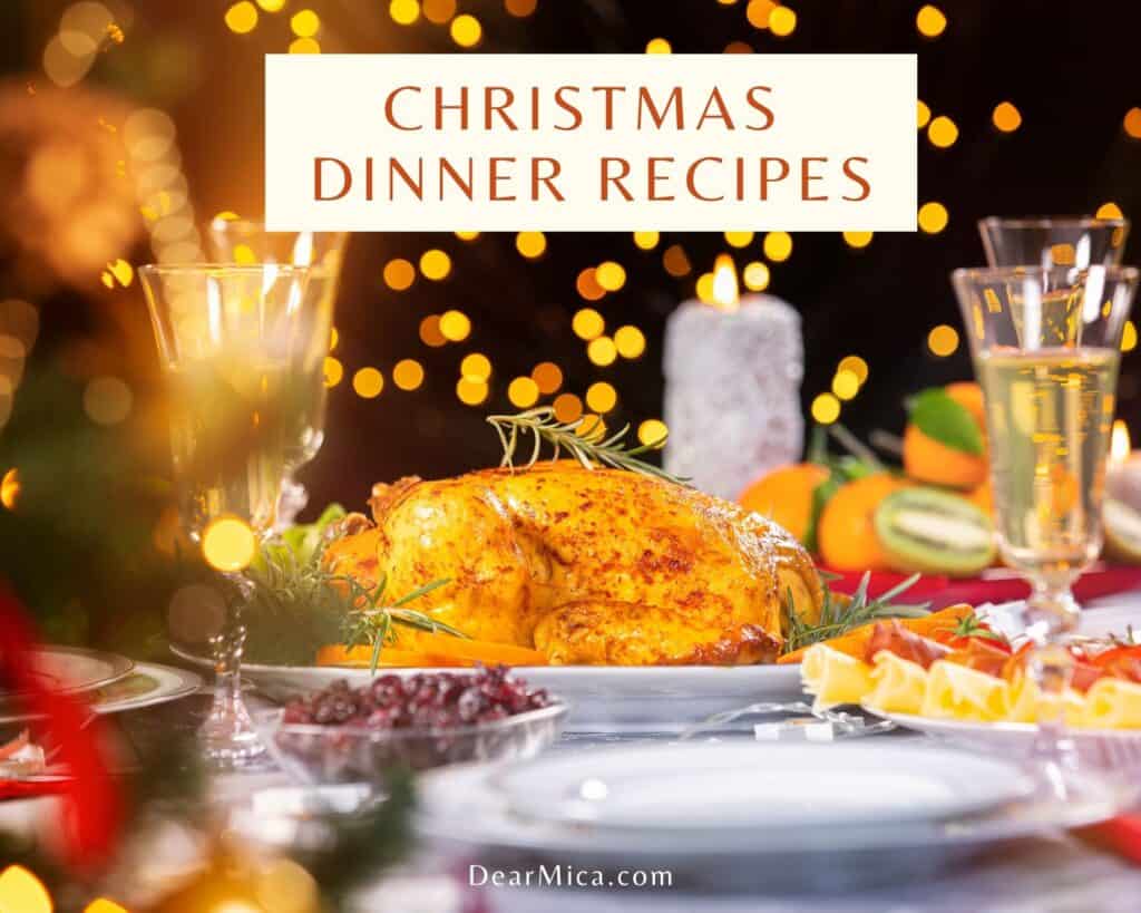 Best Keto Christmas Dinner Recipes, dinner table with roasted turkey, and side dishes