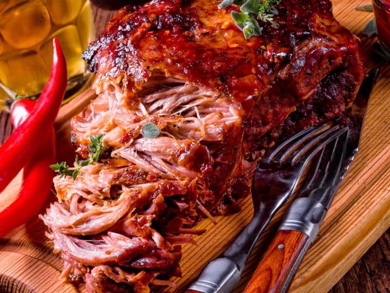 Crockpot Dinner Ideas featuring a keto pulled pork cooked in the crockpot.