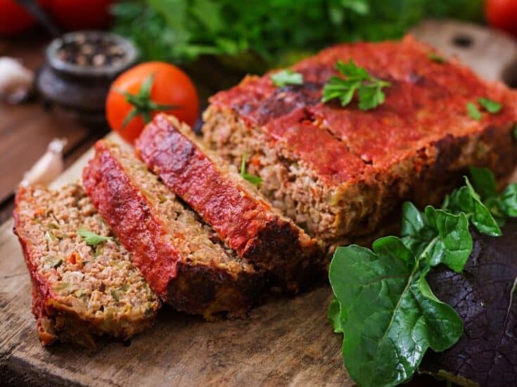 Keto ground beef recipes featuring a low carb homemade meatloaf.