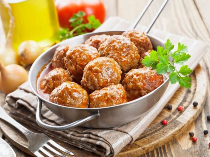 Keto ground beef recipes featuring a low carb homemade meatballs.